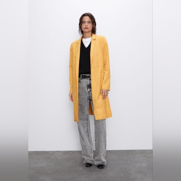 ZARA Women Long Faux Suede Coat NWOT/size S - Picture 1 of 7
